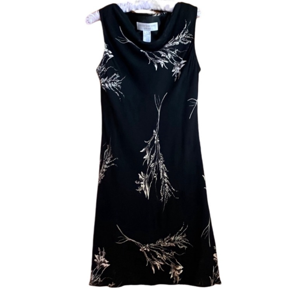 Jones New York Dress 6 90’s Slip Dress Sleeveless Cowl Boat Neck Floral